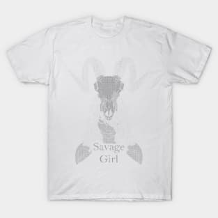 ASCii Savage Girl w/ text (Black) T-Shirt